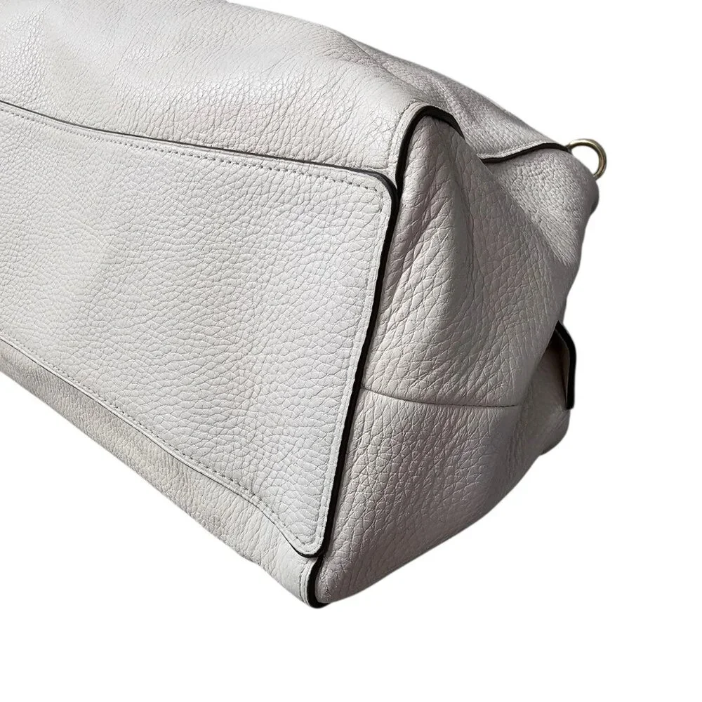 Coach Hallie Pebble Leather Snake Trim White Hobo Shoulder Bag F80266 COA - Picture 12 of 16